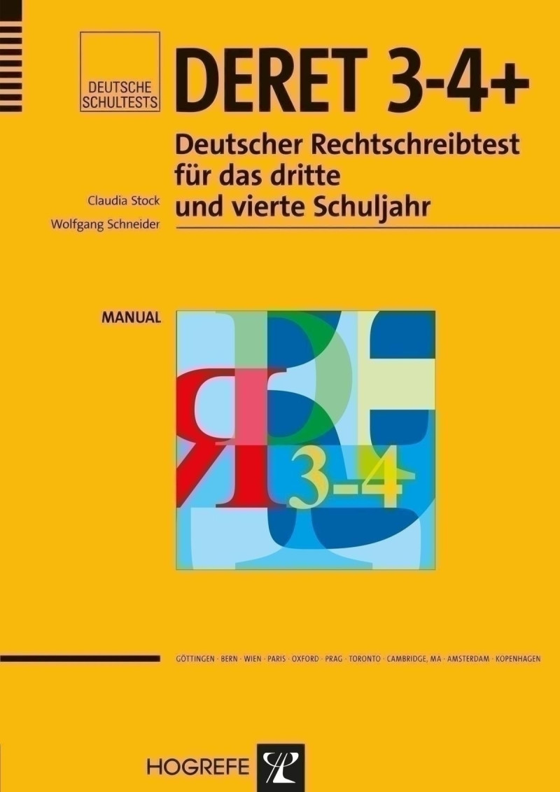 Test komplett bestehend aus:Manual, Durchführungsanleitung, 5 Testheften Klasse 3 Form A, 5 Testheften Klasse 3 Form B, 5 Testheften Klasse 4 Form A, 5 Testheften Klasse 4 Form B, 5 Auswertungsbogen Klasse 3 Form A, 5 Auswertungsbogen Klasse 3 Form B, 5 A